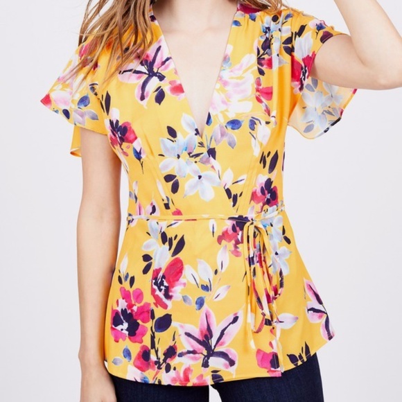 French Connection Low Cut Floral Blouse - Picture 1 of 6